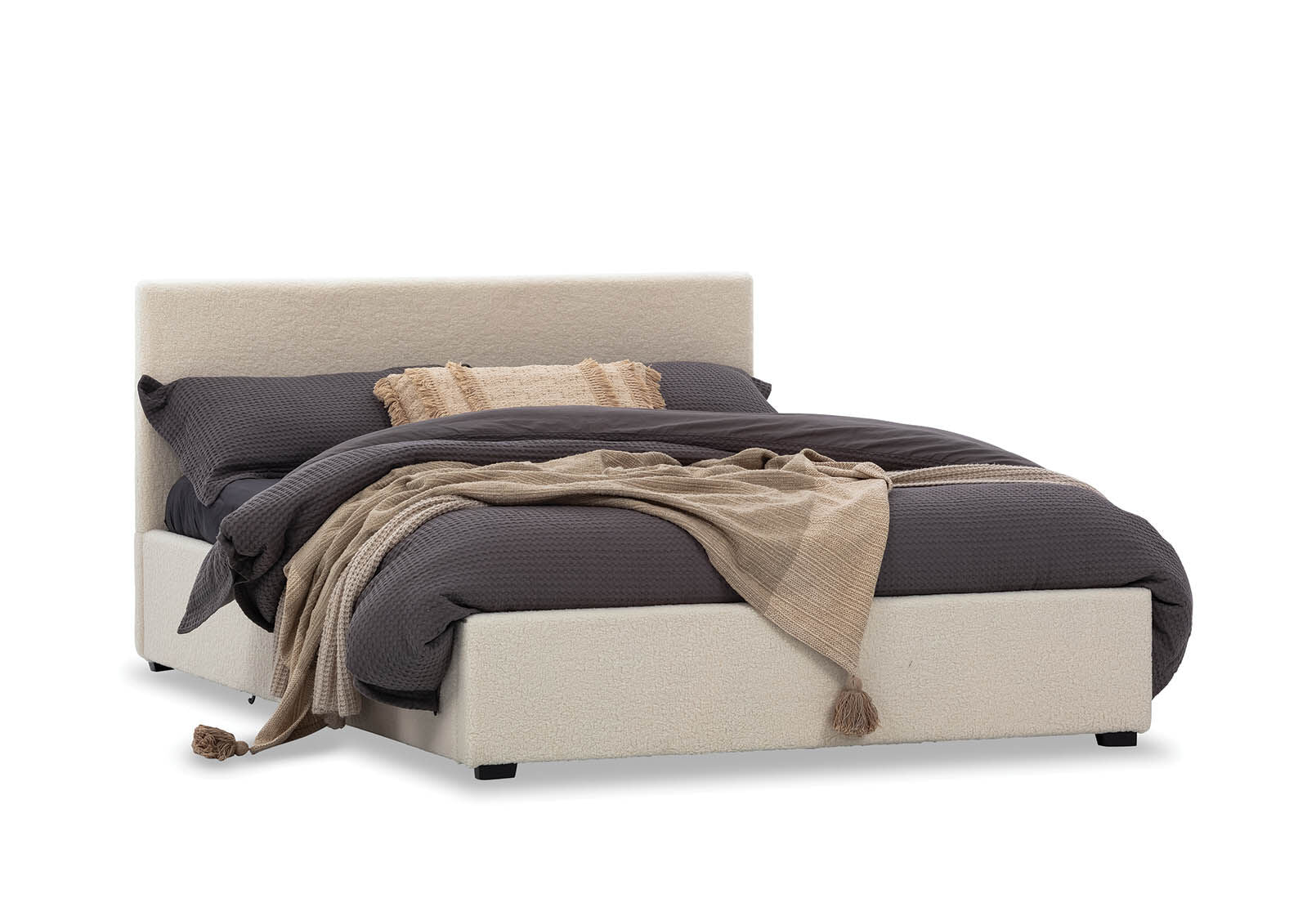 PAGOSA BOUCLE QUEEN LIFT BED WHITE