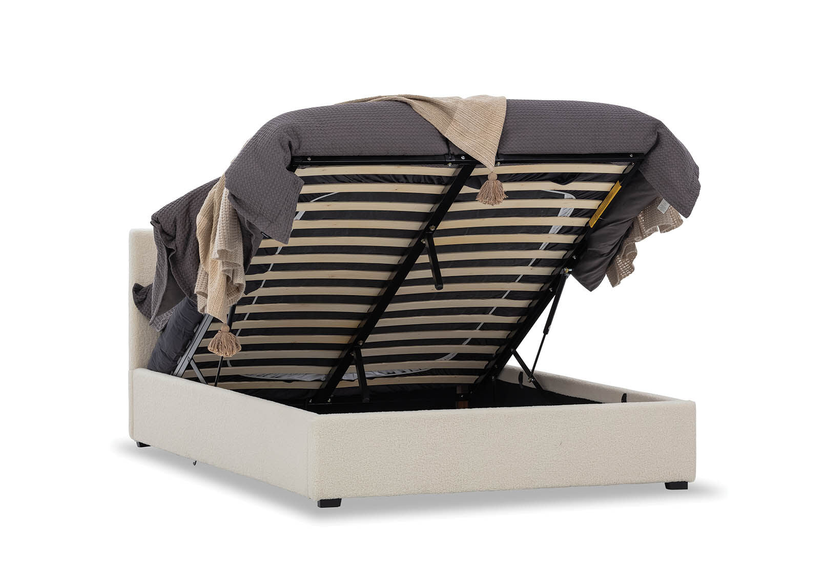 PAGOSA BOUCLE QUEEN LIFT BED WHITE