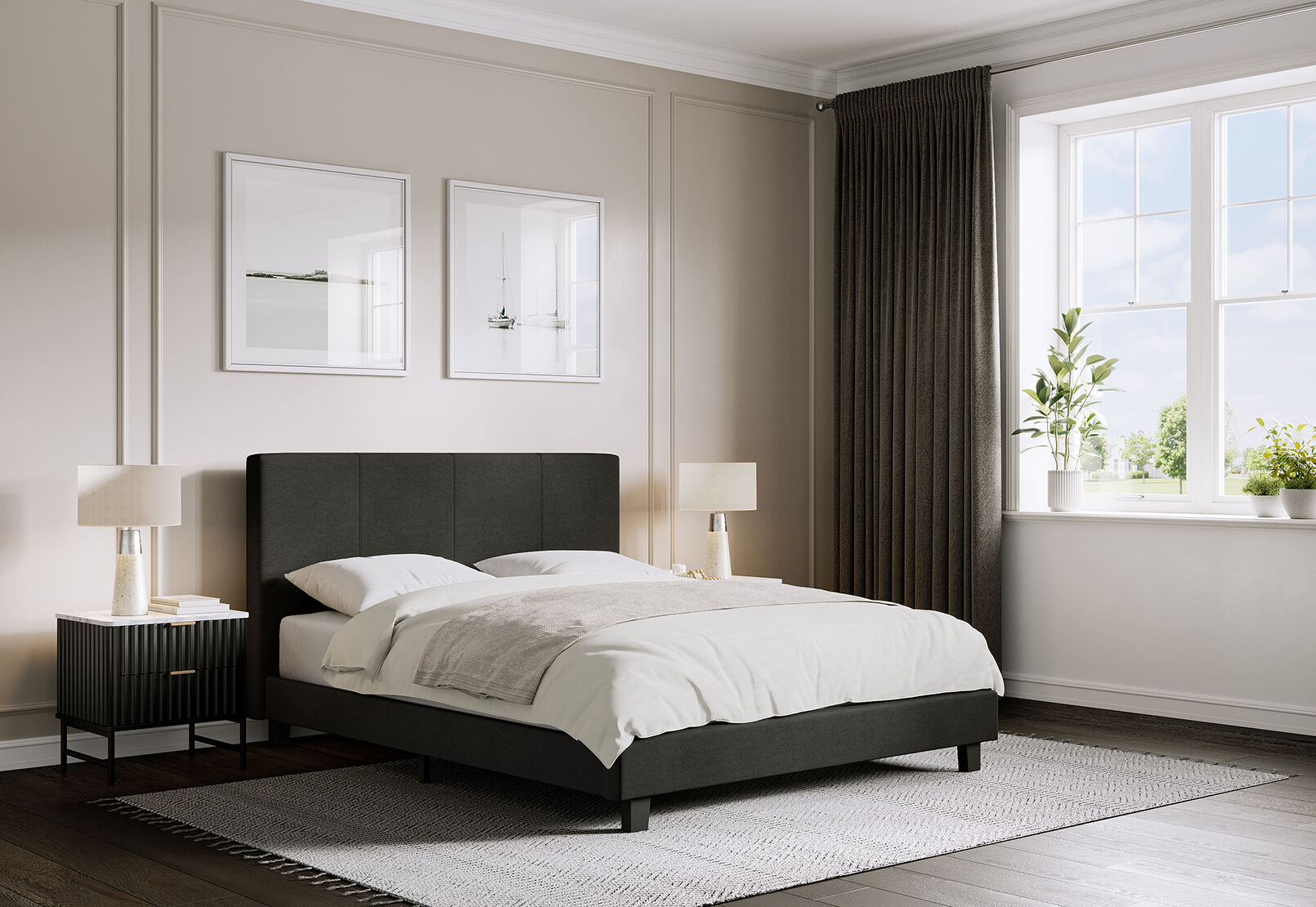 ROLLINS DOUBLE BED CHARCOAL