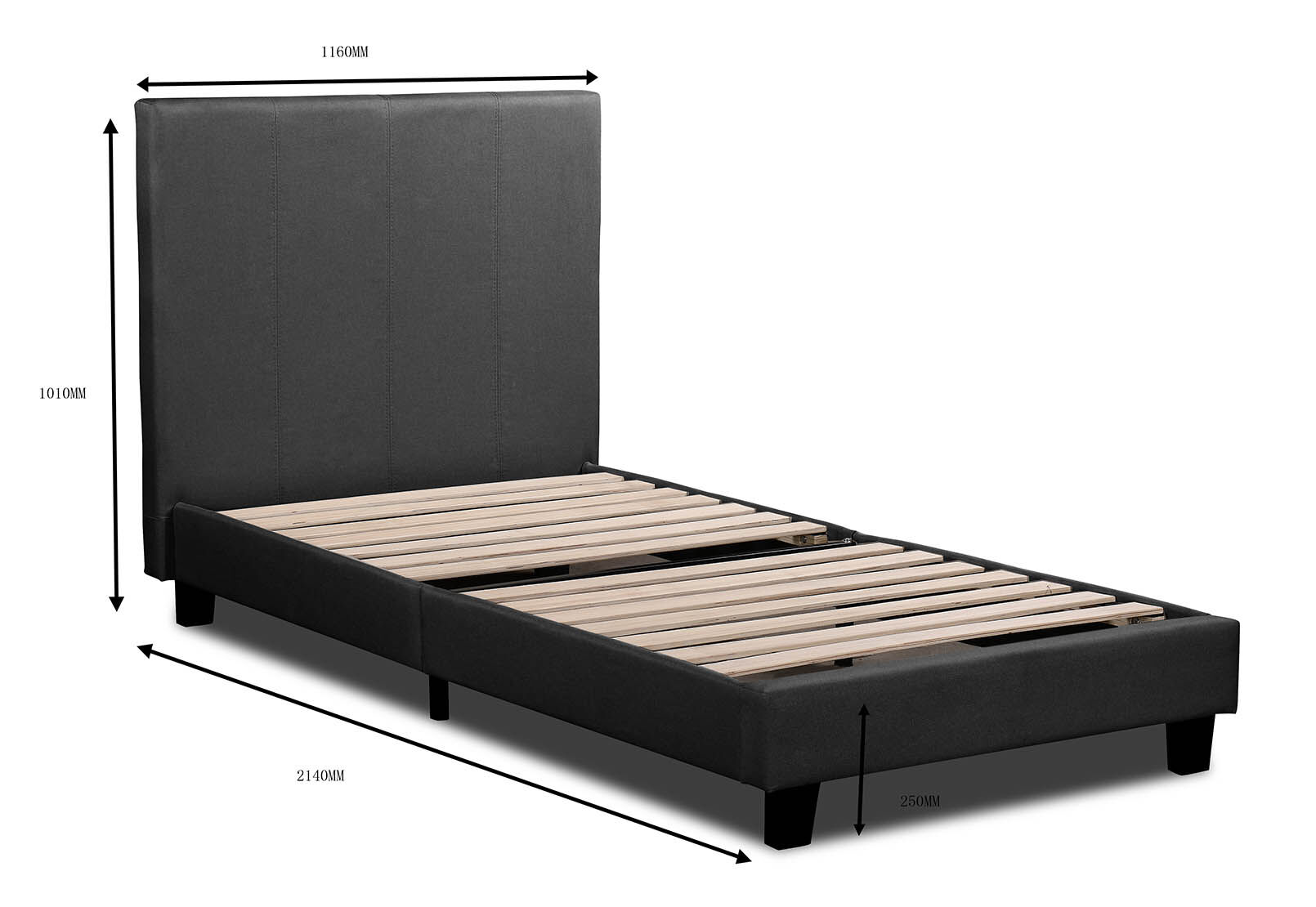 ROLLINS KING SINGLE BED CHARCOAL
