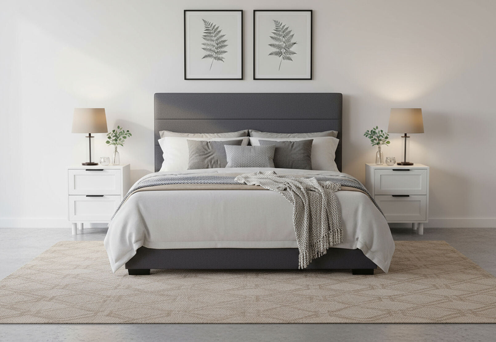 SIMMONS QUEEN BED CHARCOAL