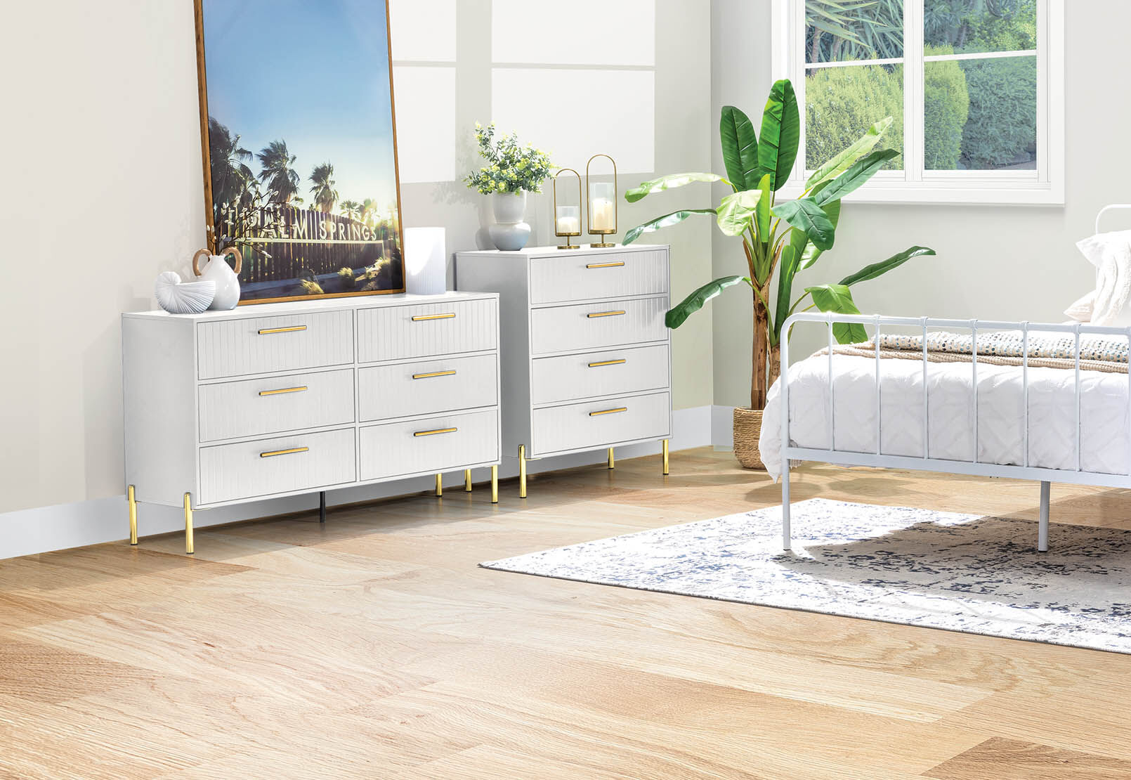 DELGADO WHITE 4 DRAWER TALL CHEST WHITE