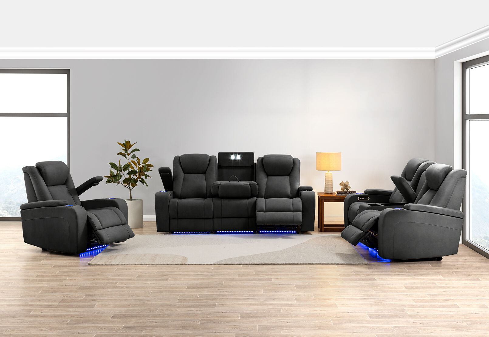SENTINAL MK2 FABRIC 3 SEATER CHARCOAL
