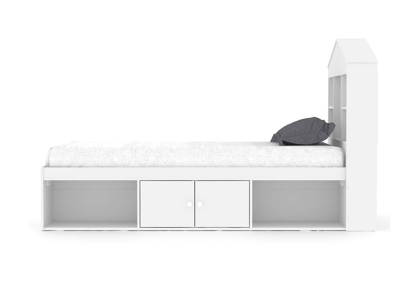 MERRITT SINGLE BED WITH STORAGE BASE WHITE