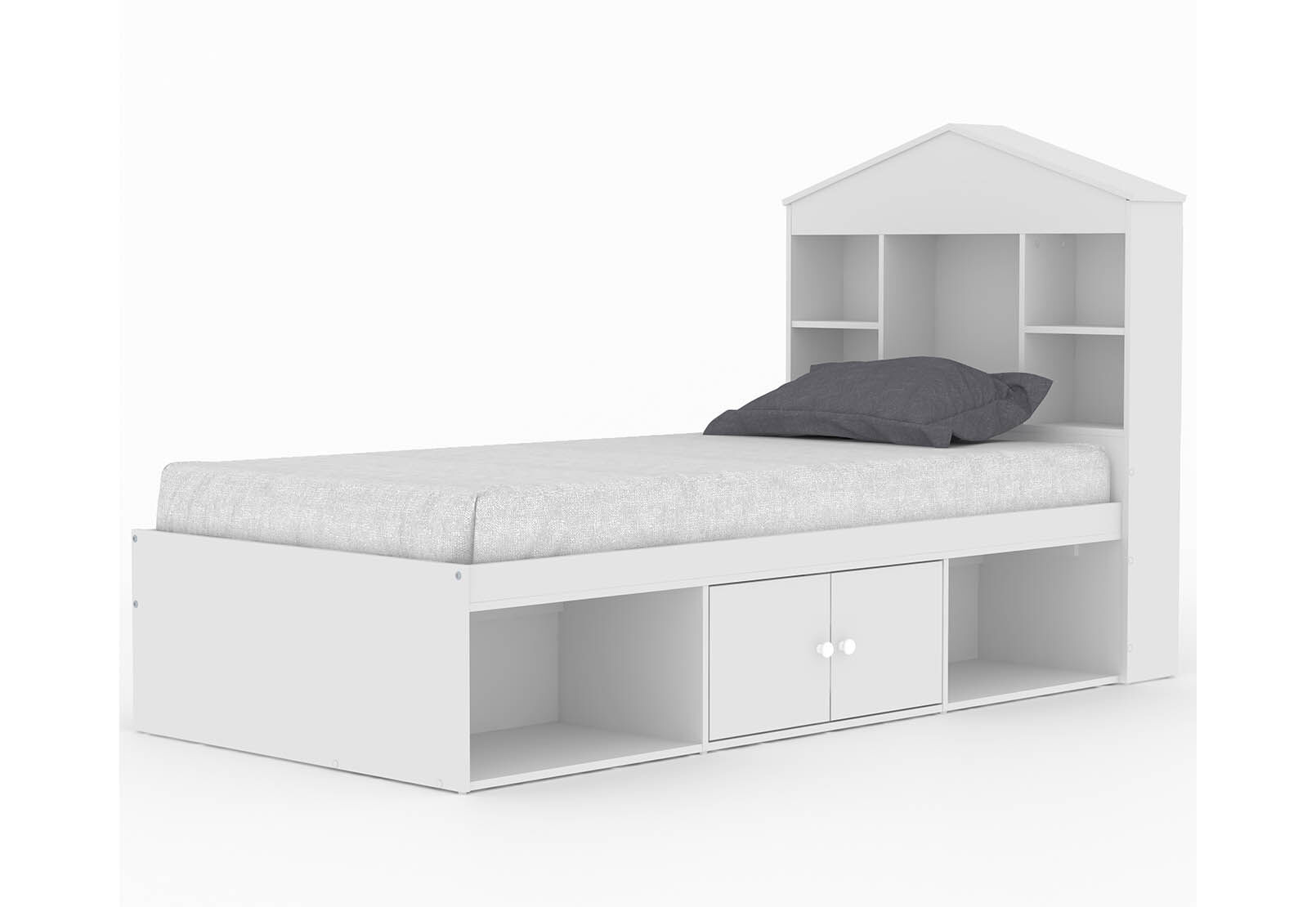 MERRITT SINGLE BED WITH STORAGE BASE WHITE