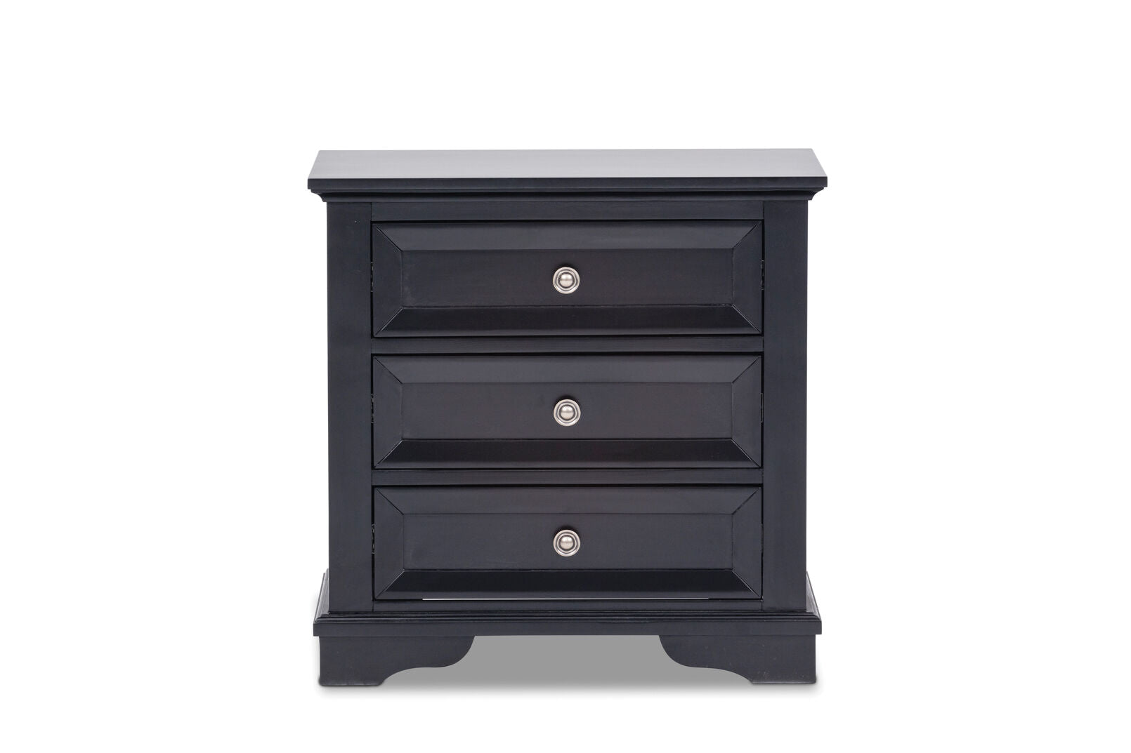 CHANELLE 3 DRAWER BEDSIDE BLACK