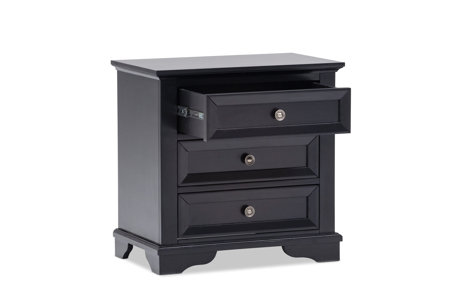 CHANELLE 3 DRAWER BEDSIDE BLACK