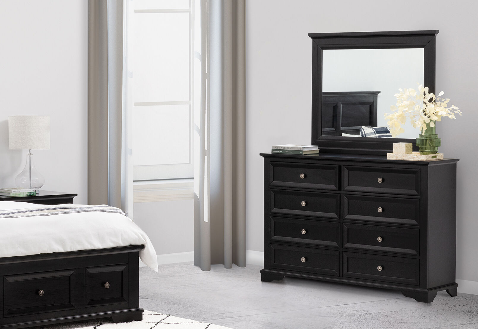 CHANELLE DRESSER WITH MIRROR BLACK