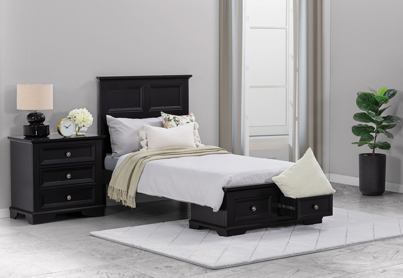 CHANELLE KING SINGLE BED BLACK