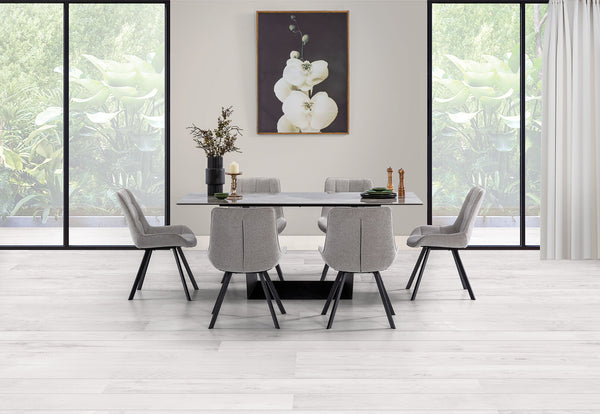 MILAS 7 PIECE DINING SUITE WITH ARABELLA DINING CHAIRS  GREY