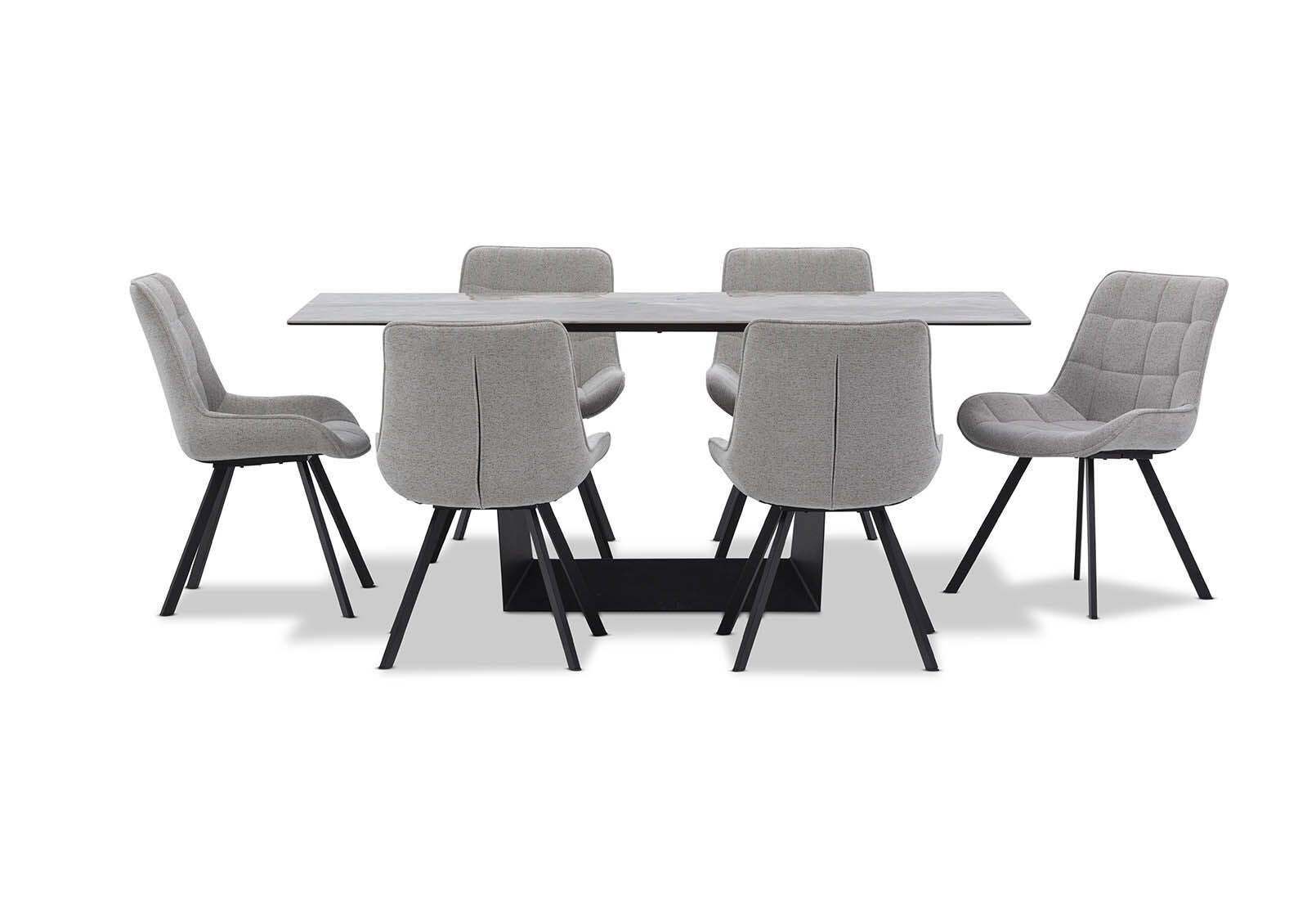 MILAS 7 PIECE DINING SUITE WITH ARABELLA DINING CHAIRS  GREY