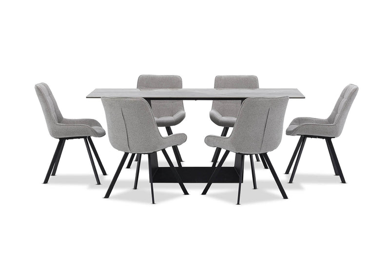 MILAS 7 PIECE DINING SUITE WITH ARABELLA DINING CHAIRS  GREY