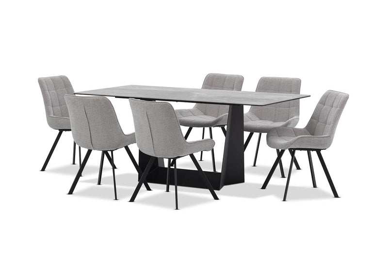 MILAS 7 PIECE DINING SUITE WITH ARABELLA DINING CHAIRS  GREY