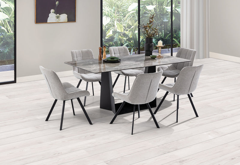 MILAS 7 PIECE DINING SUITE WITH ARABELLA DINING CHAIRS  GREY