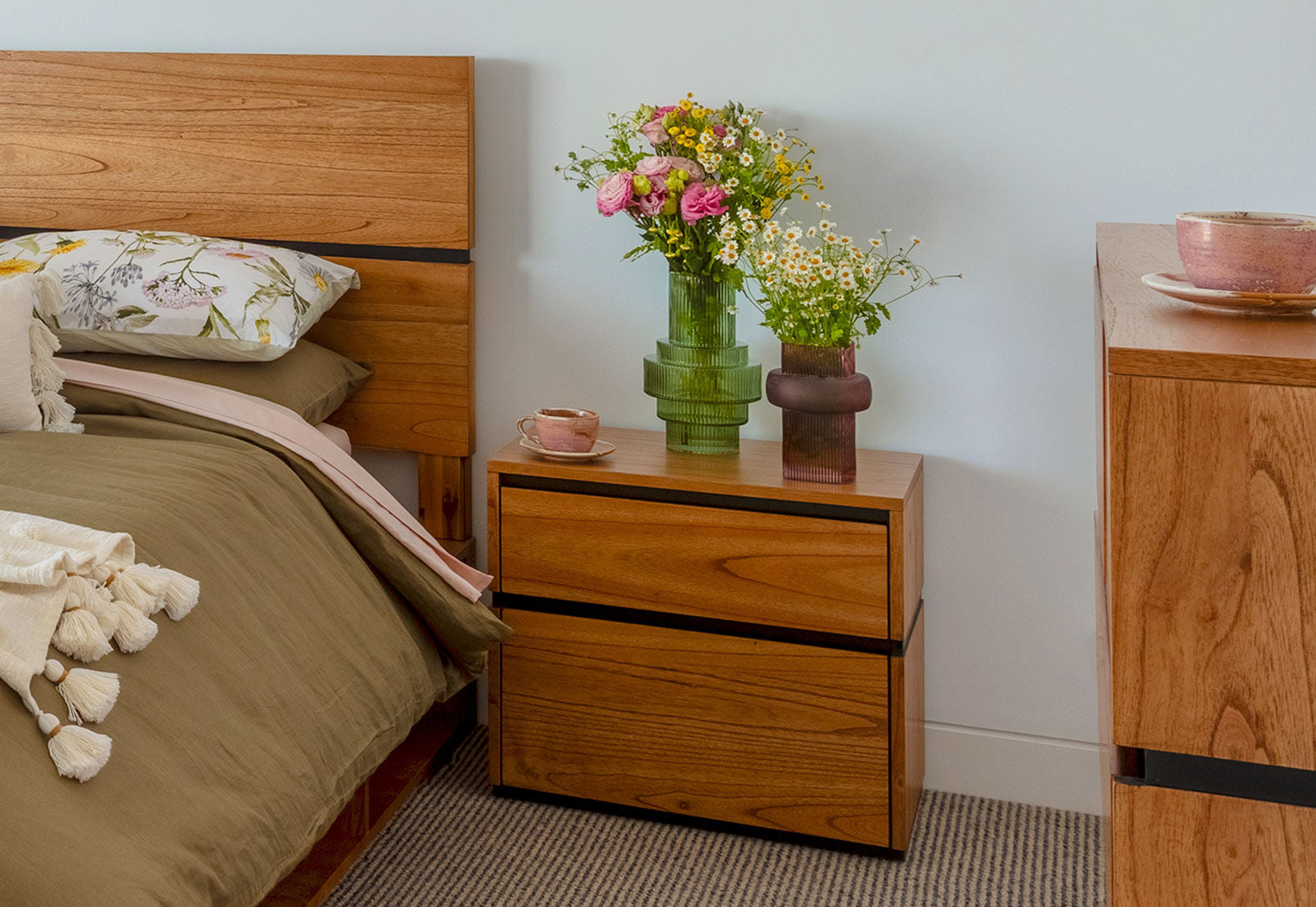 MEDORA 2 DRAWER BEDSIDE GOLDEN WALNUT