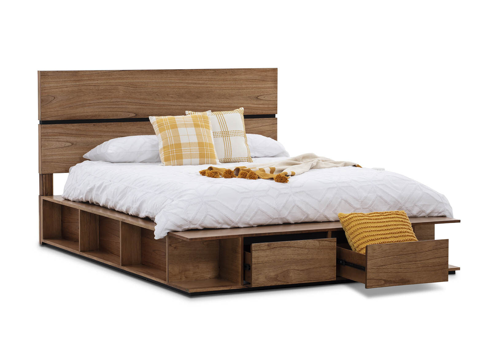 MEDORA QUEEN BED GOLDEN WALNUT