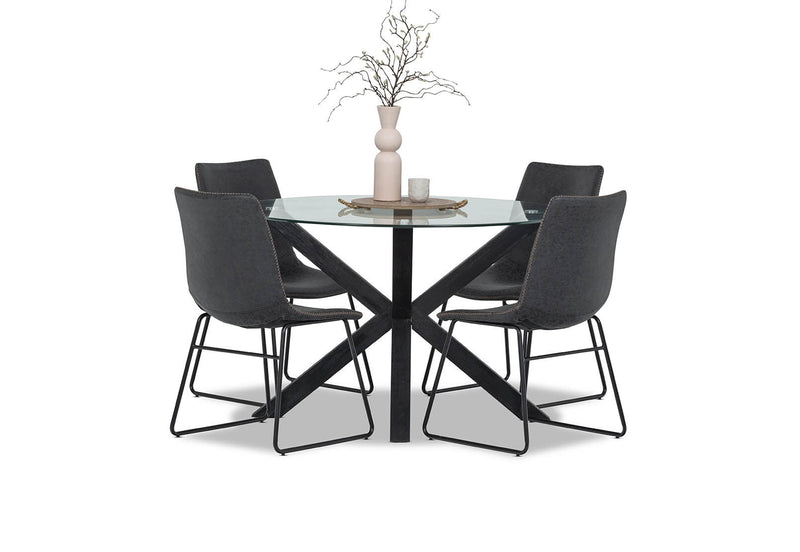 PROMENADE 5 PIECE DINING SUITE WITH LOIRE DINING CHAIRS BLACK