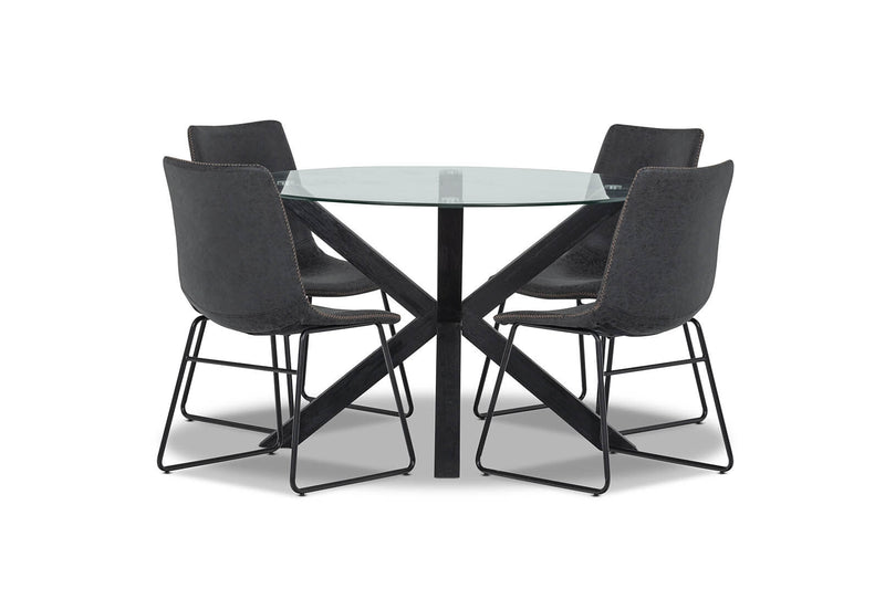 PROMENADE 5 PIECE DINING SUITE WITH LOIRE DINING CHAIRS BLACK