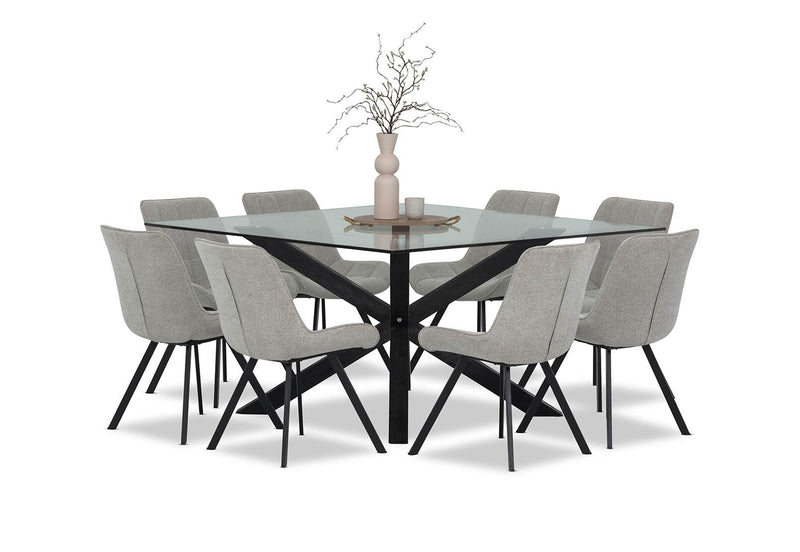 PROMENADE 9 PIECE DINING SUITE WITH ARABELLA DINING CHAIRS GREY
