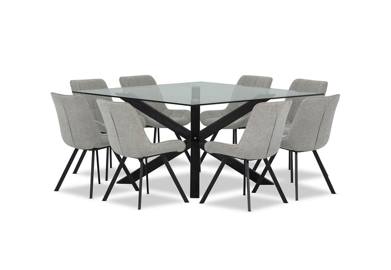 PROMENADE 9 PIECE DINING SUITE WITH ARABELLA DINING CHAIRS GREY