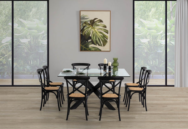 PROMENADE 9 PIECE DINING SUITE WITH BORDEAUX DINING CHAIRS BLACK