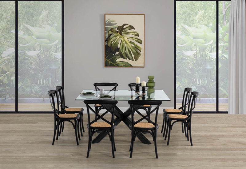 PROMENADE 9 PIECE DINING SUITE WITH BORDEAUX DINING CHAIRS BLACK
