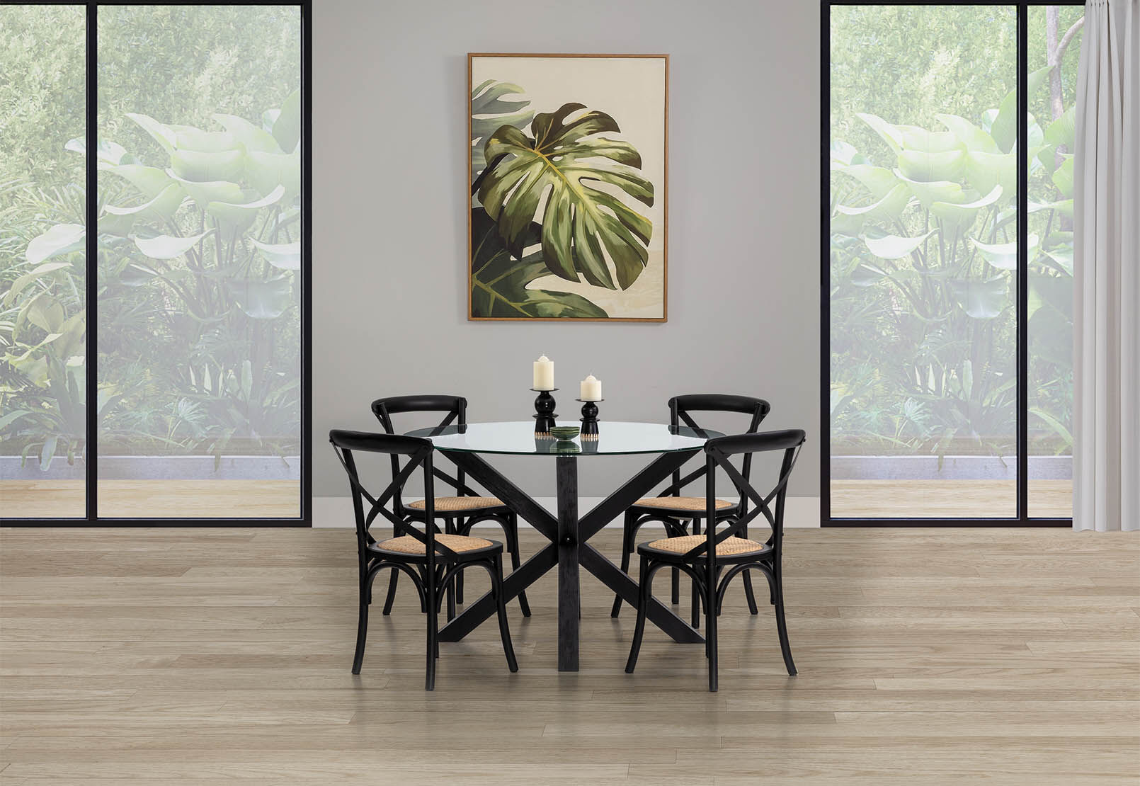 PROMENADE 5 PIECE DINING SUITE WITH BORDEAUX DINING CHAIRS BLACK
