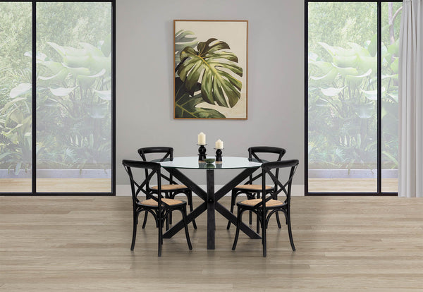 PROMENADE 5 PIECE DINING SUITE WITH BORDEAUX DINING CHAIRS BLACK