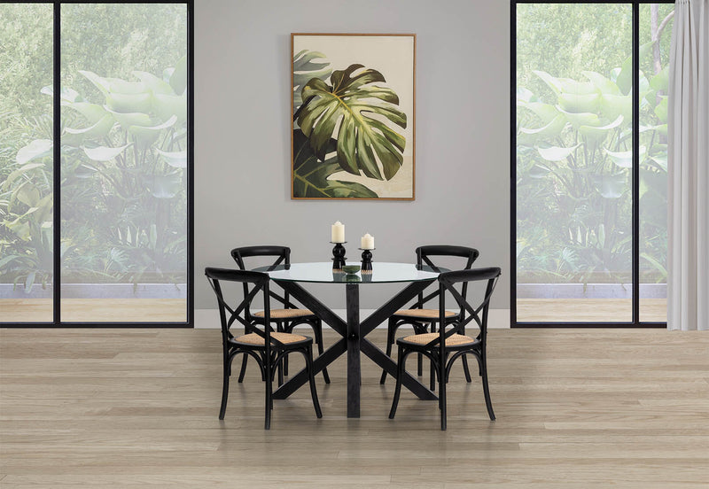 PROMENADE 5 PIECE DINING SUITE WITH BORDEAUX DINING CHAIRS BLACK