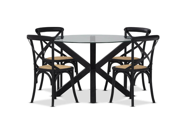 PROMENADE 5 PIECE DINING SUITE WITH BORDEAUX DINING CHAIRS BLACK