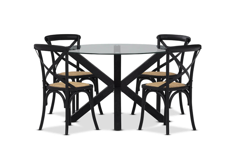 PROMENADE 5 PIECE DINING SUITE WITH BORDEAUX DINING CHAIRS BLACK