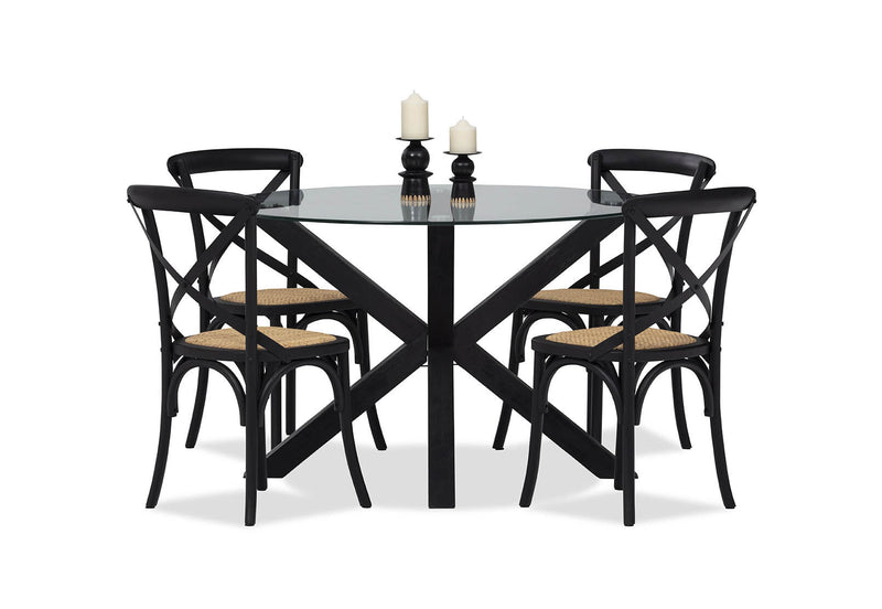 PROMENADE 5 PIECE DINING SUITE WITH BORDEAUX DINING CHAIRS BLACK
