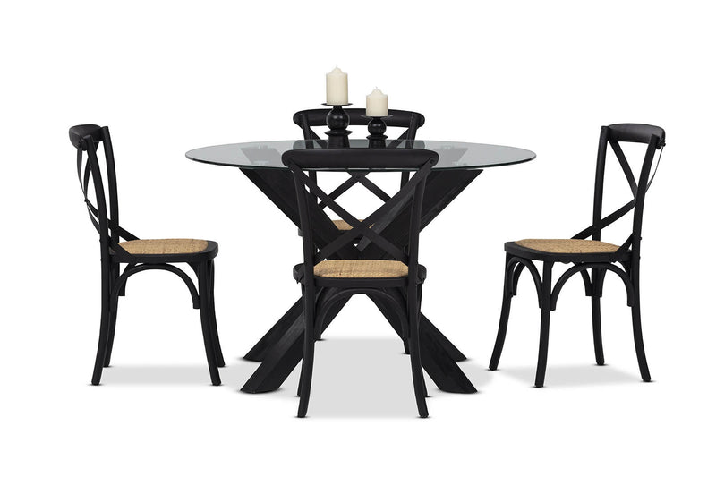PROMENADE 5 PIECE DINING SUITE WITH BORDEAUX DINING CHAIRS BLACK