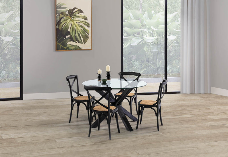 PROMENADE 5 PIECE DINING SUITE WITH BORDEAUX DINING CHAIRS BLACK