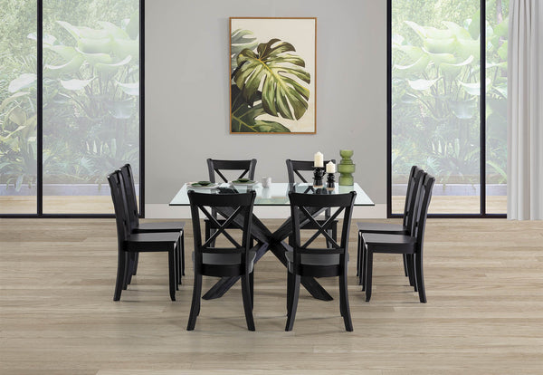PROMENADE 9 PIECE DINING SUITE WITH ECHUCA DINING CHAIRS BLACK
