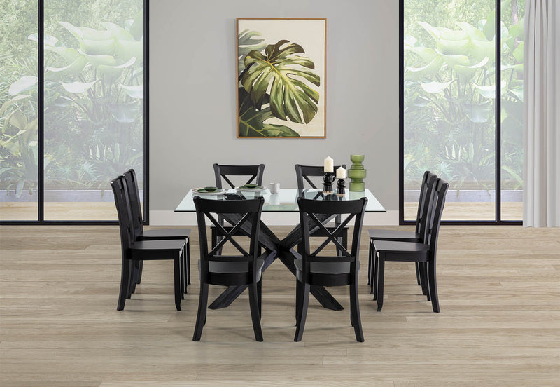 PROMENADE 9 PIECE DINING SUITE WITH ECHUCA DINING CHAIRS BLACK