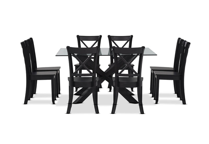 PROMENADE 9 PIECE DINING SUITE WITH ECHUCA DINING CHAIRS BLACK