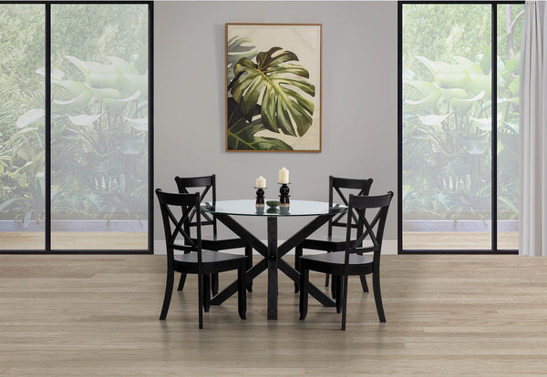 PROMENADE 5 PIECE DINING SUITE WITH ECHUCA DINING CHAIRS BLACK