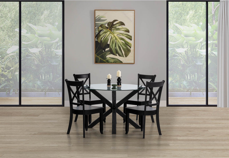 PROMENADE 5 PIECE DINING SUITE WITH ECHUCA DINING CHAIRS BLACK
