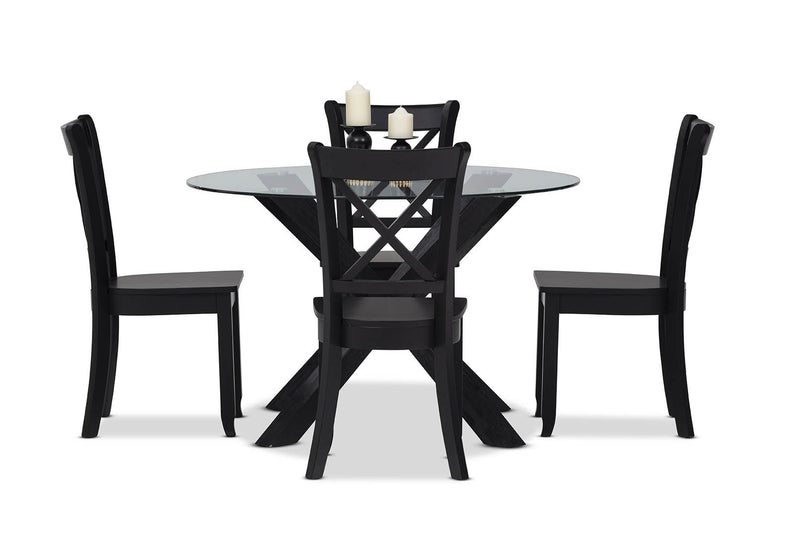PROMENADE 5 PIECE DINING SUITE WITH ECHUCA DINING CHAIRS BLACK