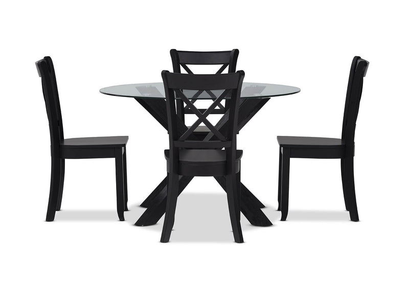 PROMENADE 5 PIECE DINING SUITE WITH ECHUCA DINING CHAIRS BLACK