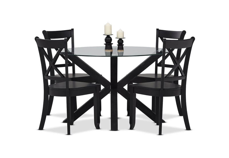 PROMENADE 5 PIECE DINING SUITE WITH ECHUCA DINING CHAIRS BLACK