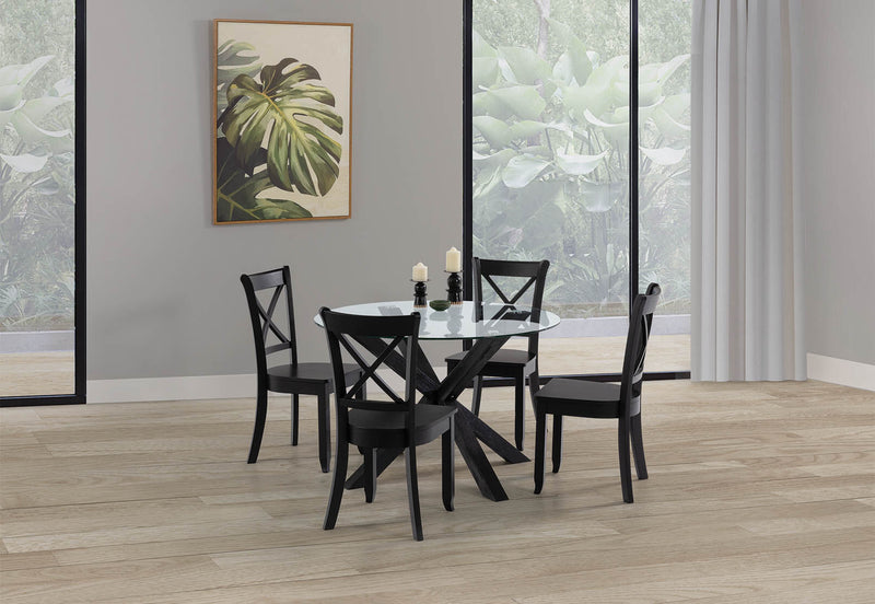 PROMENADE 5 PIECE DINING SUITE WITH ECHUCA DINING CHAIRS BLACK