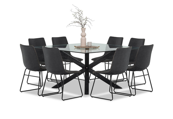 PROMENADE 9 PIECE DINING SUITE WITH LOIRE DINING CHAIRS BLACK