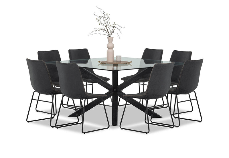 PROMENADE 9 PIECE DINING SUITE WITH LOIRE DINING CHAIRS BLACK