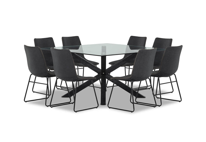 PROMENADE 9 PIECE DINING SUITE WITH LOIRE DINING CHAIRS BLACK