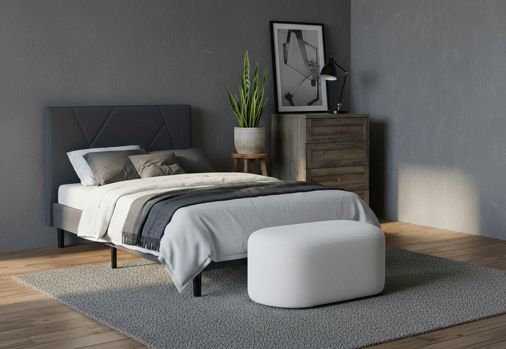 FRAZIER KING SINGLE BED DARK GREY