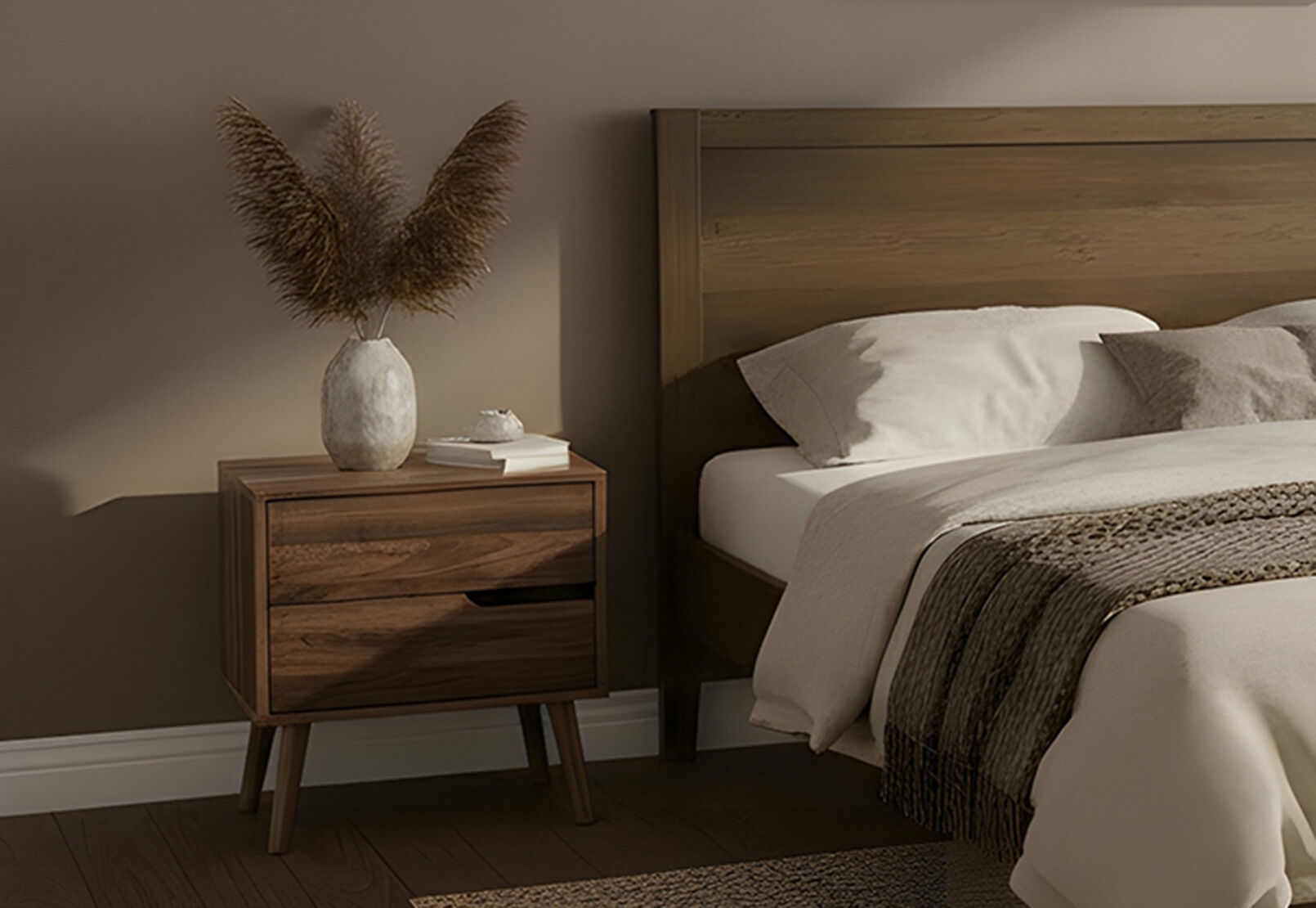 ERNEST 2 DRAWER BEDSIDE WALNUT