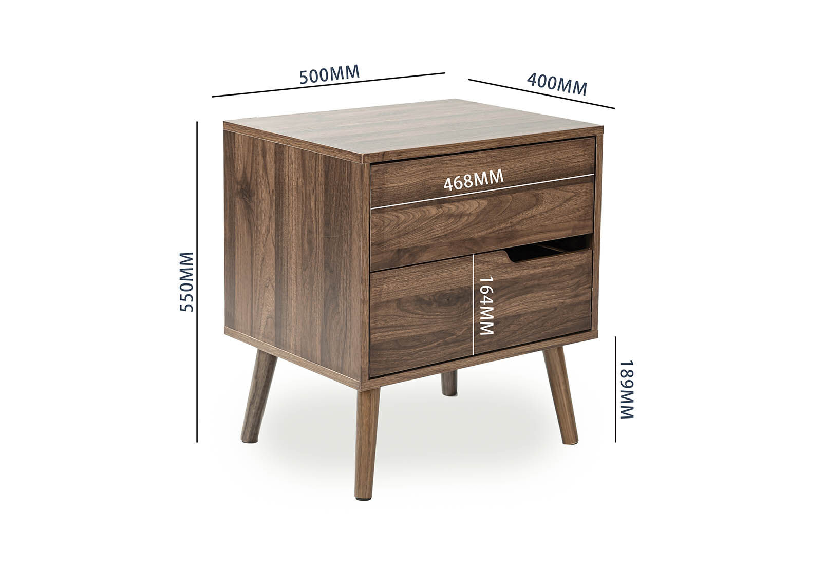ERNEST 2 DRAWER BEDSIDE WALNUT