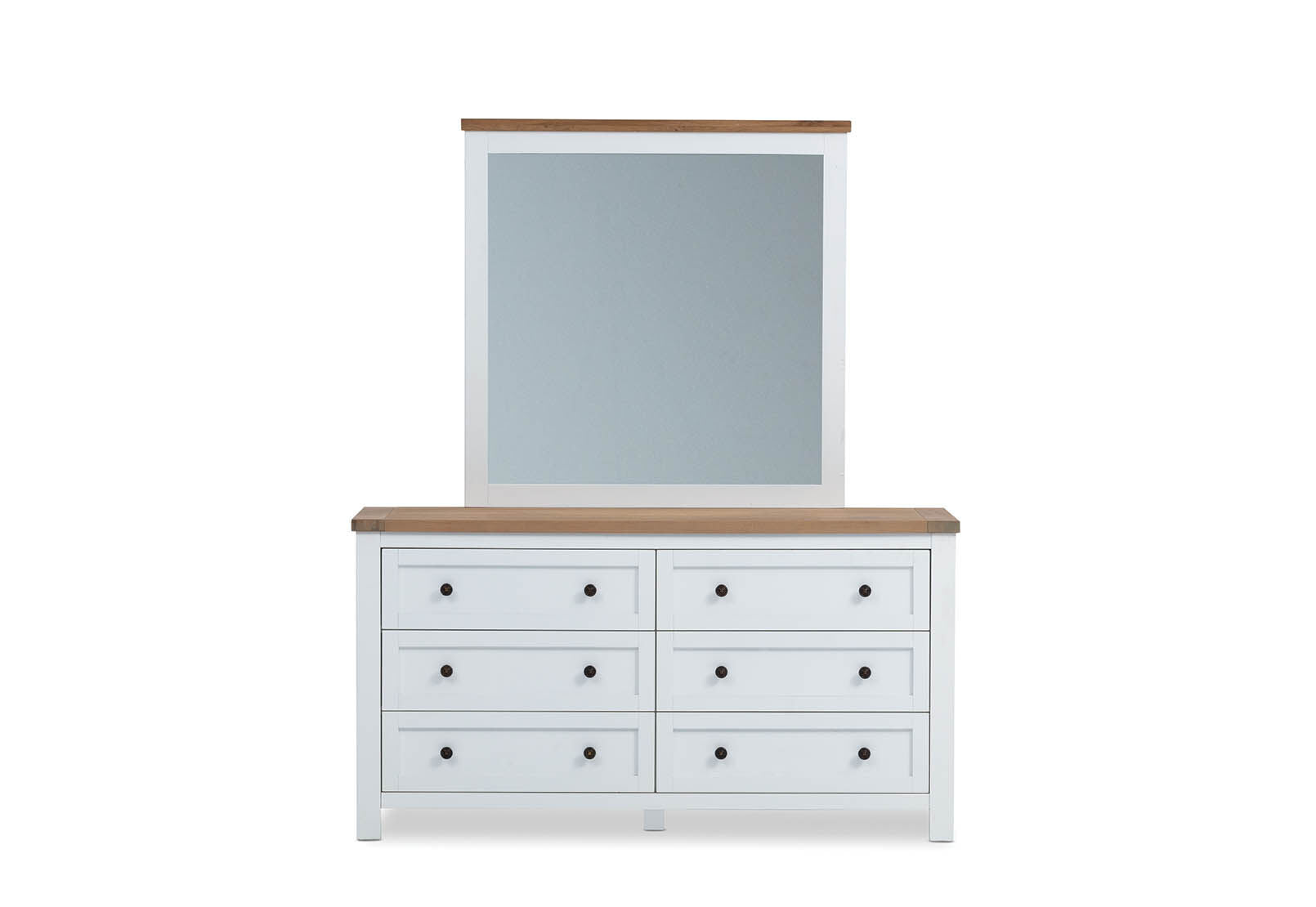 NORMANDY DRESSER WITH MIRROR (MTO) WHITE/OAK